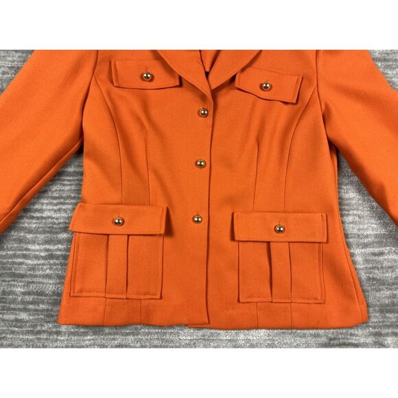 R&K Originals Suit‎ Jacket Womens 8 Orange Button Front 3/4 Sleeve Pockets - Picture 3 of 13